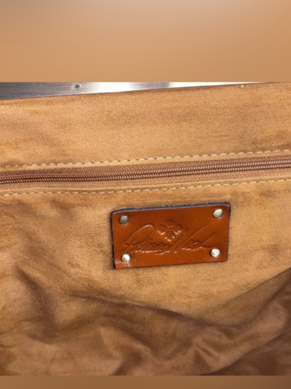 Patricia Nash Rora Frame Satchel Suede Tan kisslock - Picture 10 of 11